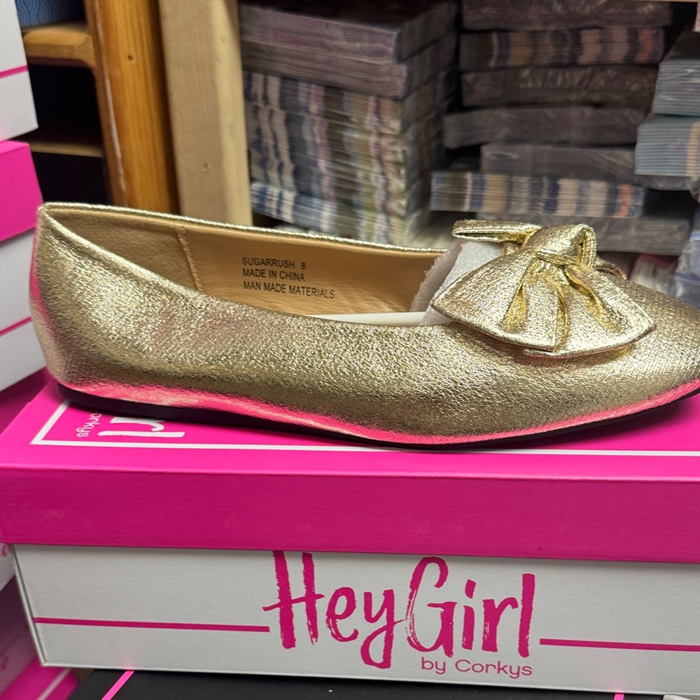 Corkys Gold Bow Ballet Flat